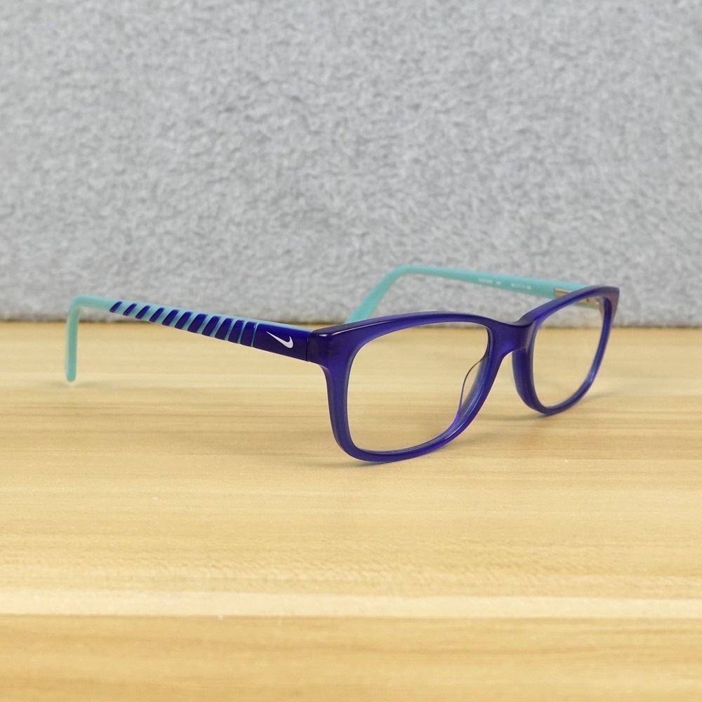 Kids Unisex Nike 5509 450 Blue Rectangle Full Rim Eyeglasses Frames 48-17-130